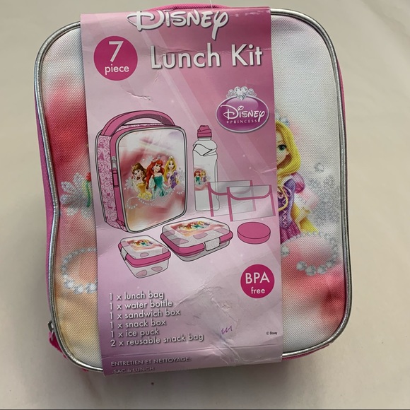 NWT Disney Princess Insulated 7pce Lunch Box Set; Includes water bottle BPA Free
